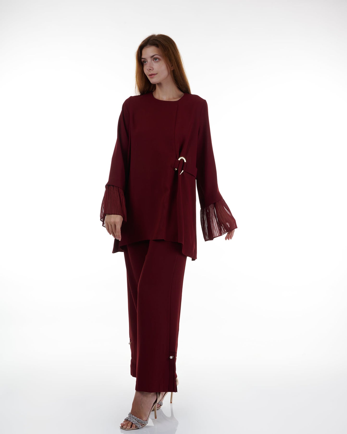 Peplum Sleeve Set (Oak Maroon)